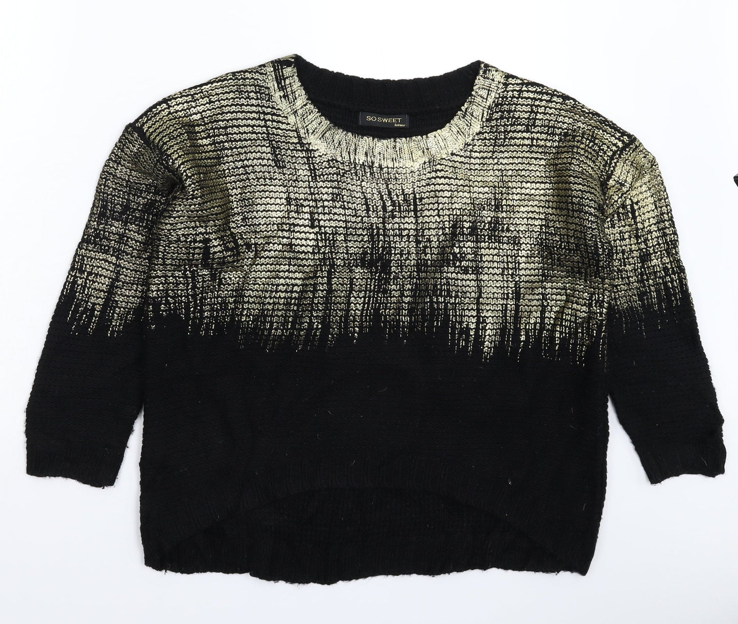 So Sweet Womens Black  Knit Pullover Jumper Size 2XL
