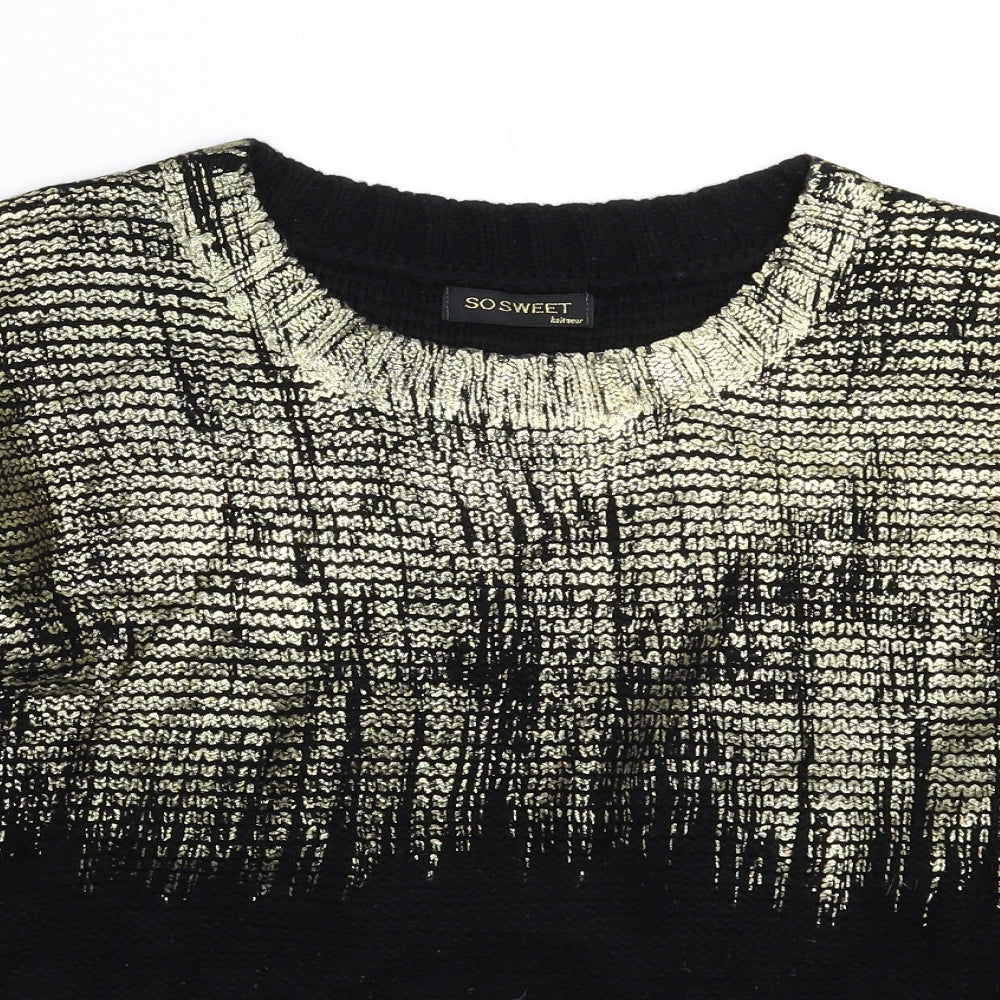 So Sweet Womens Black  Knit Pullover Jumper Size 2XL