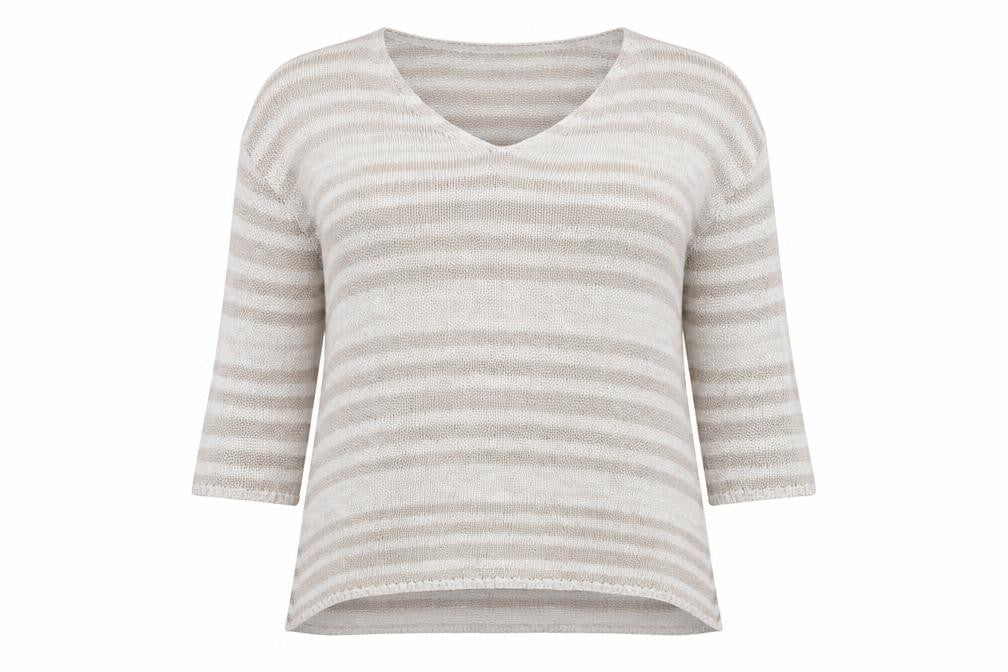 Per Una Womens Grey Striped Knit Pullover Jumper Size 14