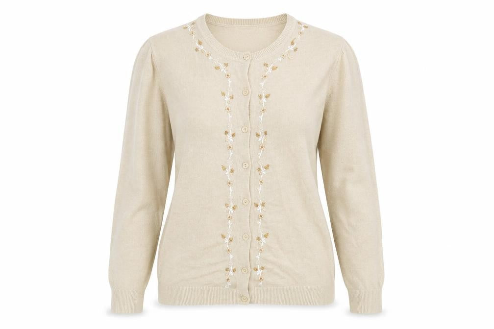 Bonmarché Womens Beige Knit Cardigan Jumper Size M