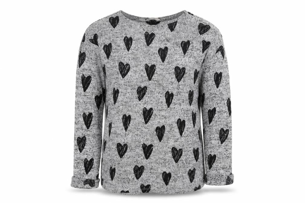 H&M Girls Grey  Knit Pullover Jumper Size 14 Years  - hearts