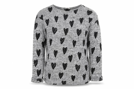 H&M Girls Grey  Knit Pullover Jumper Size 14 Years  - hearts