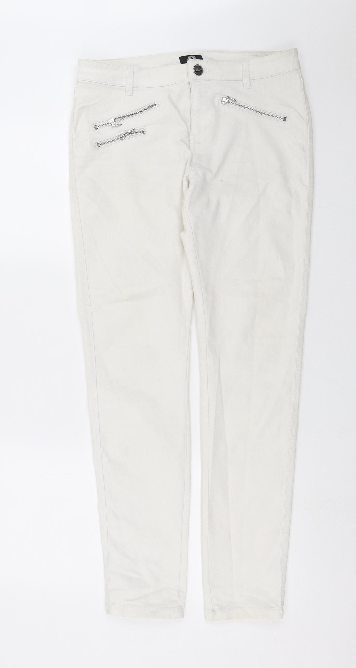 F&F Womens White  Denim Skinny Jeans Size 10 L30 in