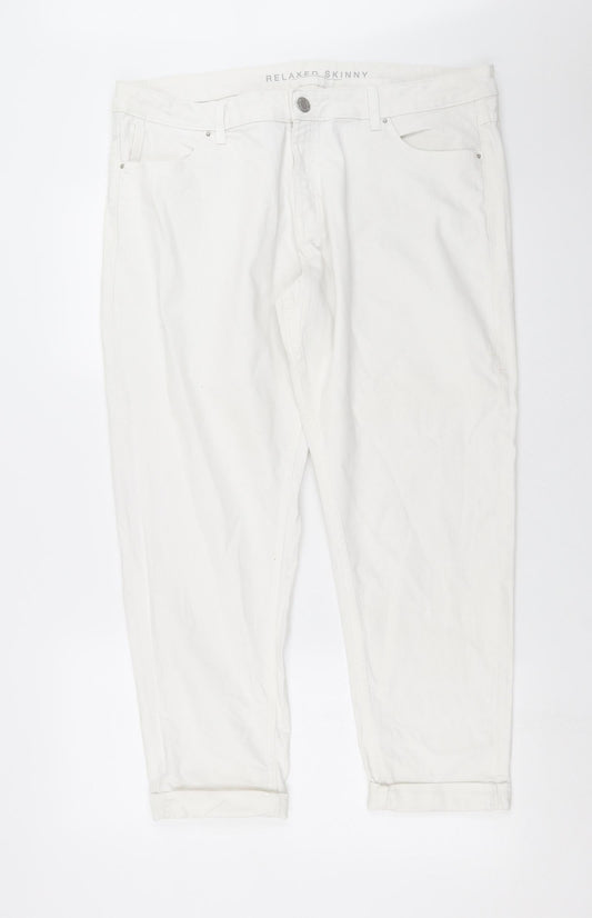 Preworn Womens White  Denim Skinny Jeans Size 38 in L27 in