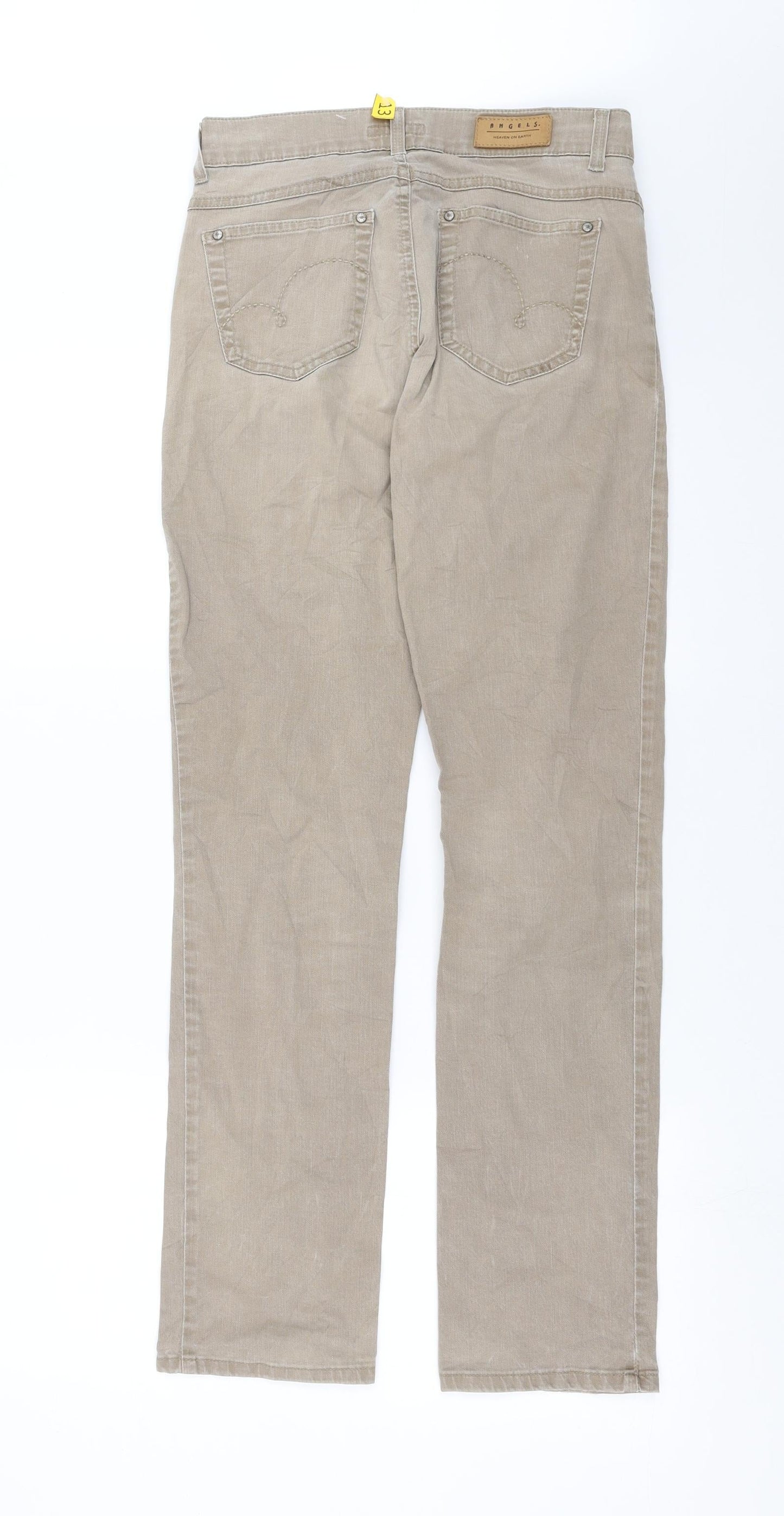 Angels Womens Beige  Denim Straight Jeans Size 8 L30 in