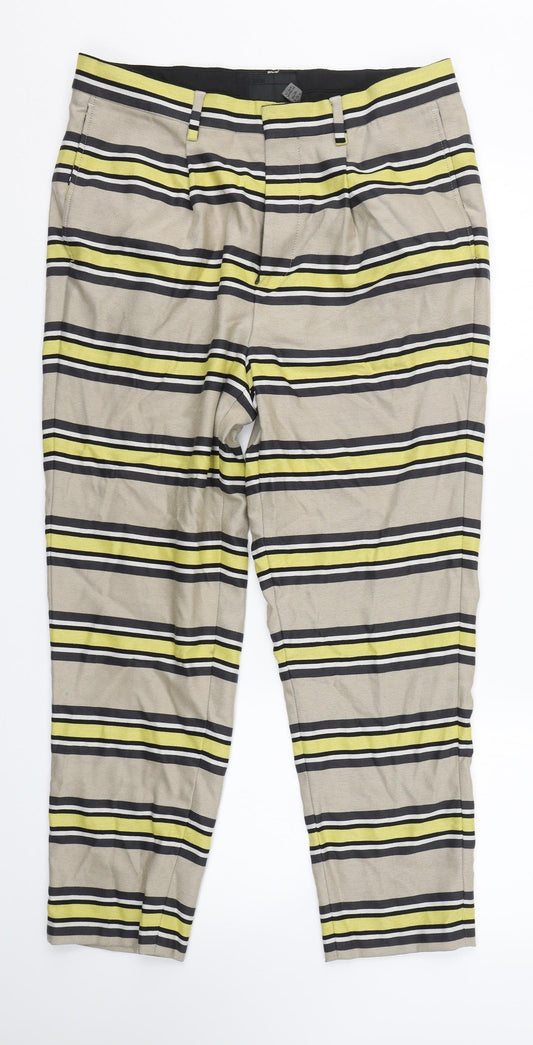 ASOS Womens Beige Striped  Trousers  Size 32 L24.5 in