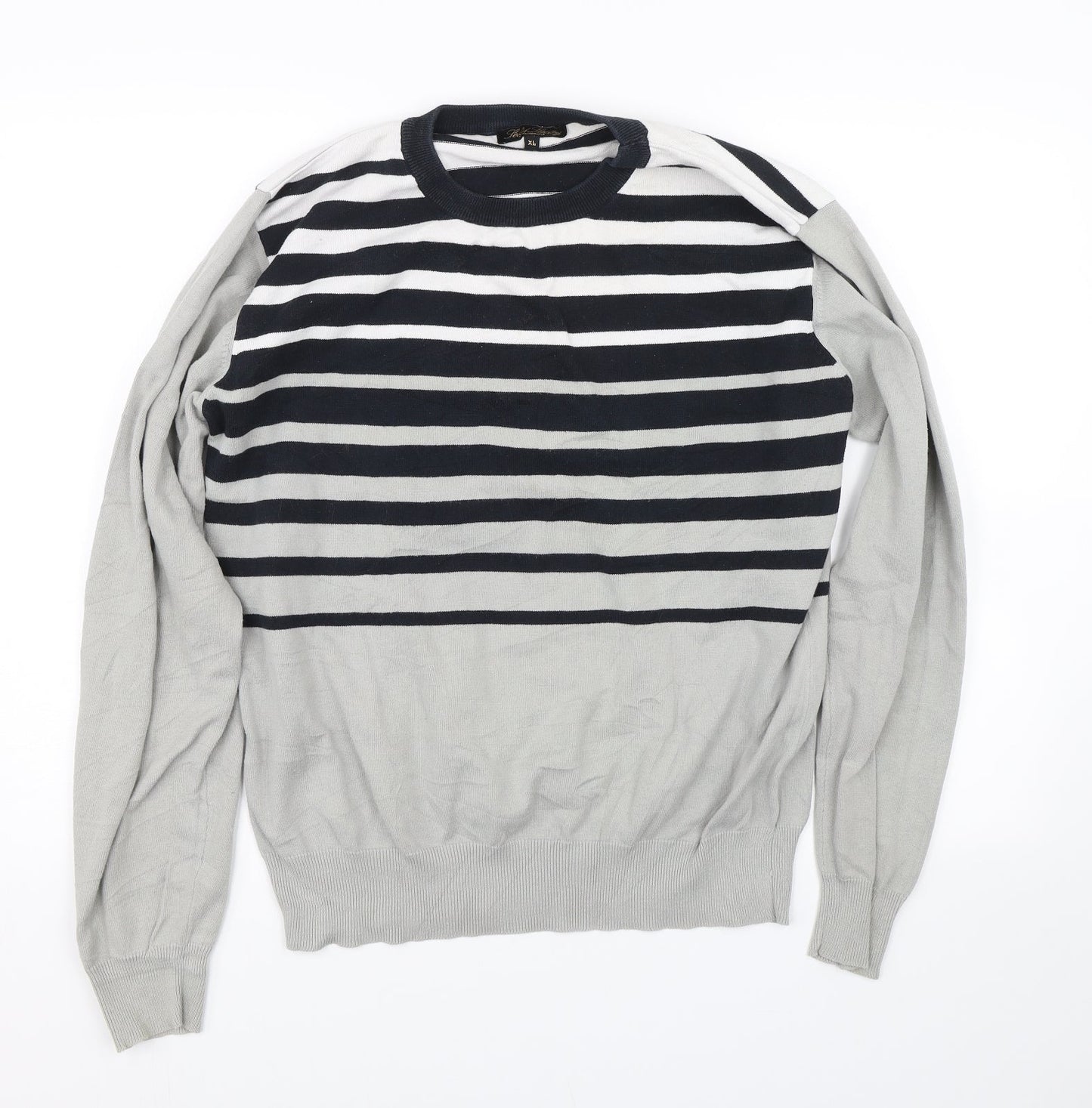 Solid Luxury Womens Grey Striped  Pullover Jumper Size XL