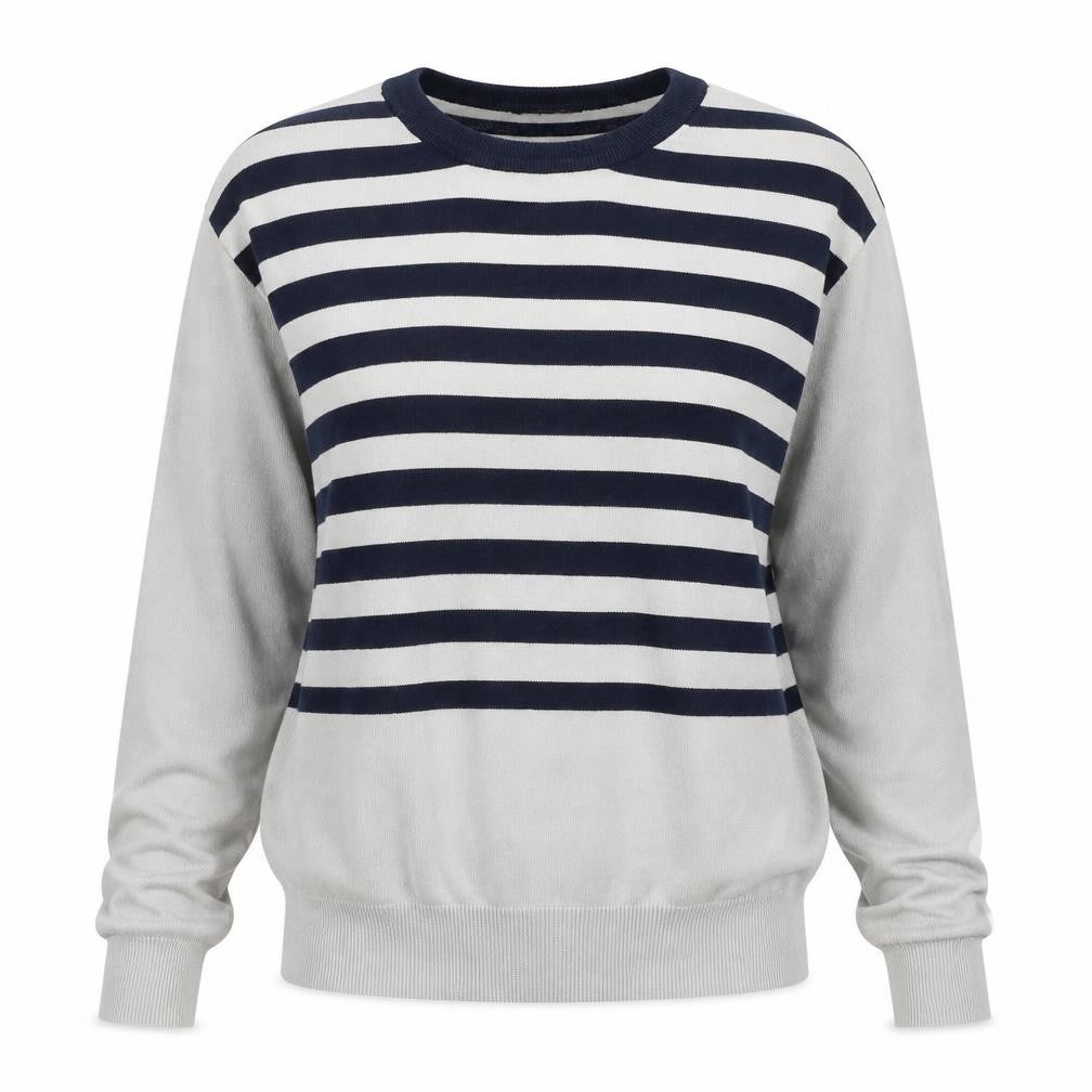 Solid Luxury Womens Grey Striped  Pullover Jumper Size XL