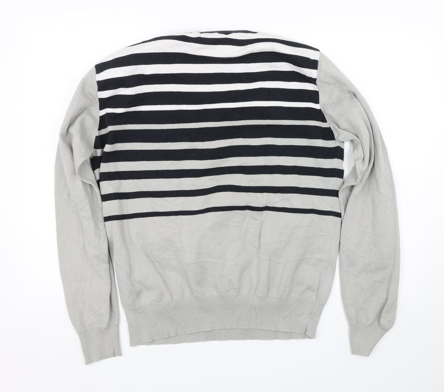 Solid Luxury Womens Grey Striped  Pullover Jumper Size XL