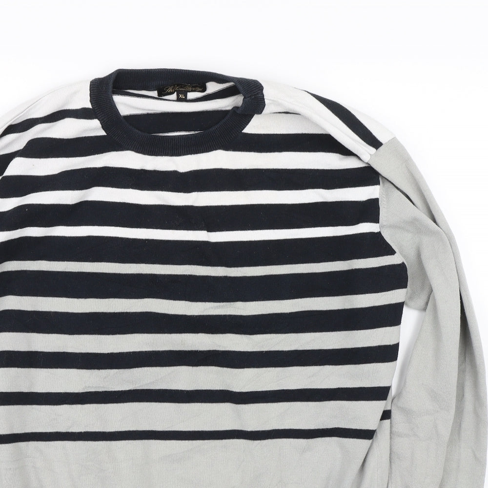 Solid Luxury Womens Grey Striped  Pullover Jumper Size XL