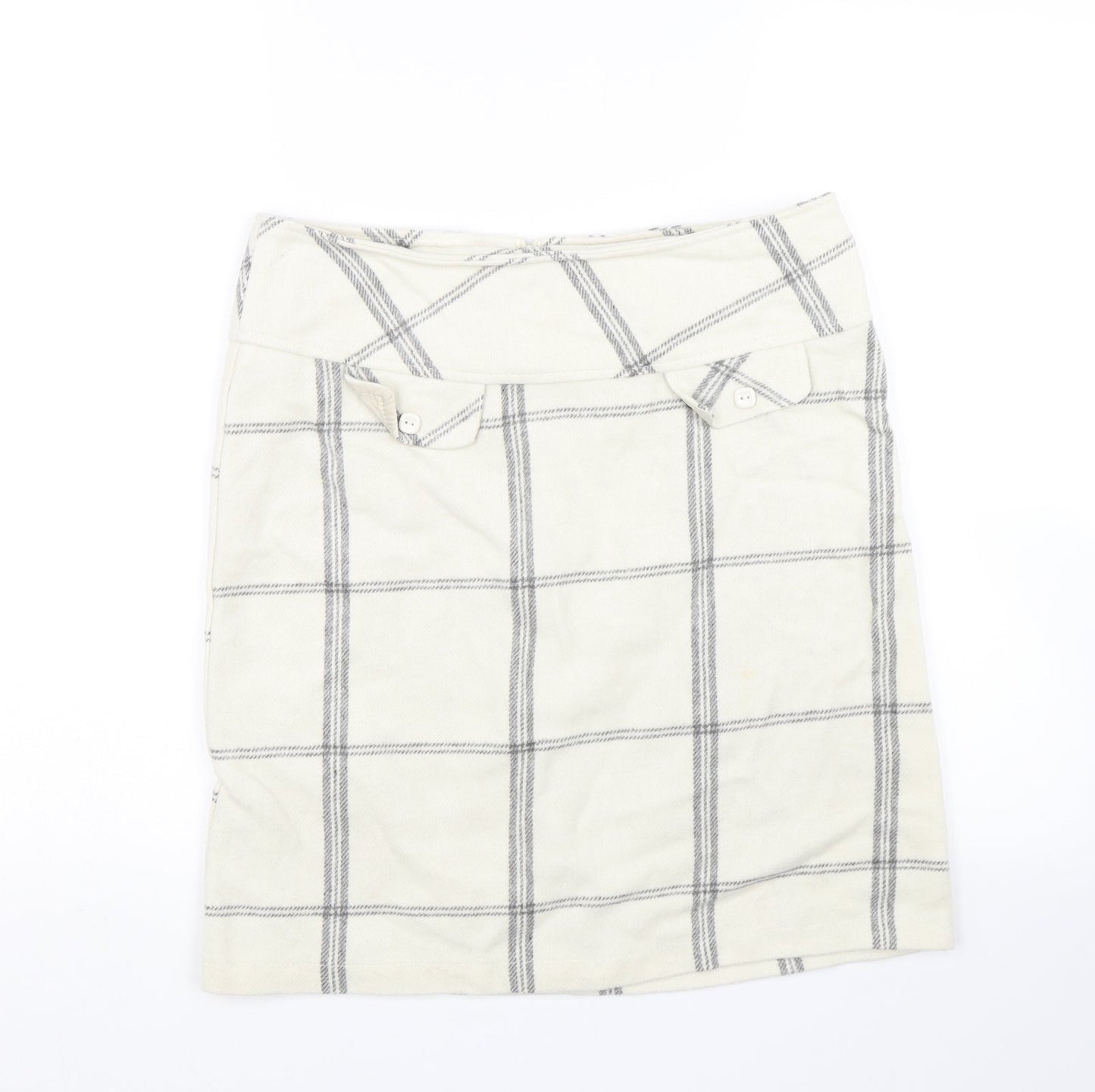 Janina Womens White Check  Mini Skirt Size 8