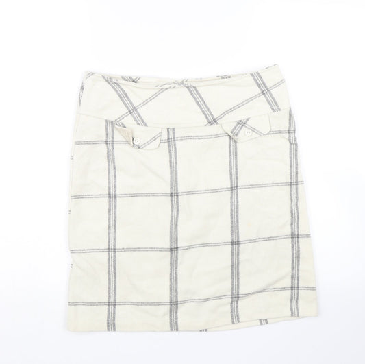 Janina Womens White Check  Mini Skirt Size 8