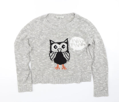 Peacocks Womens Grey   Pullover Jumper Size S  - Owl