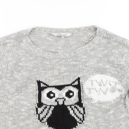 Peacocks Womens Grey   Pullover Jumper Size S  - Owl