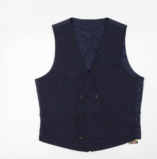 Marks and Spencer Mens Blue Check  Jacket Suit Trousers Size M