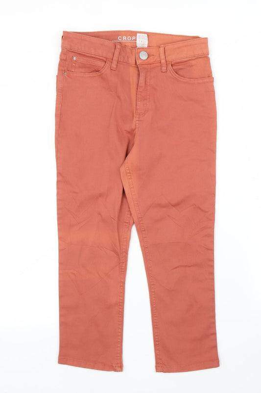 Preworn Womens Orange  Denim Cropped Jeans Size 8 L20 in
