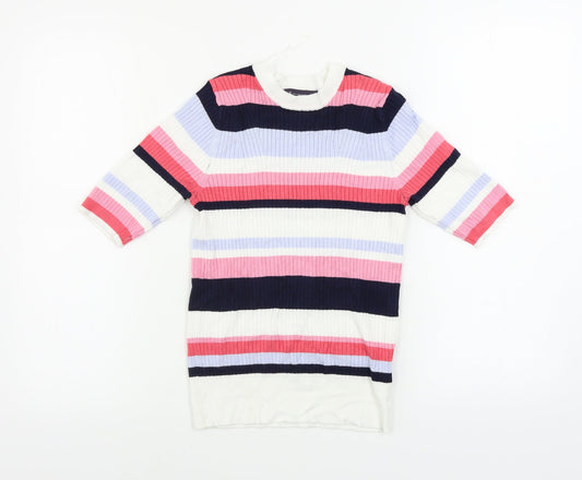 Marks and Spencer  Womens White Striped  Pullover Jumper Size 10