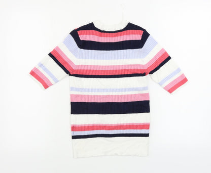 Marks & Spencer  Womens White Striped  Pullover Jumper Size 10