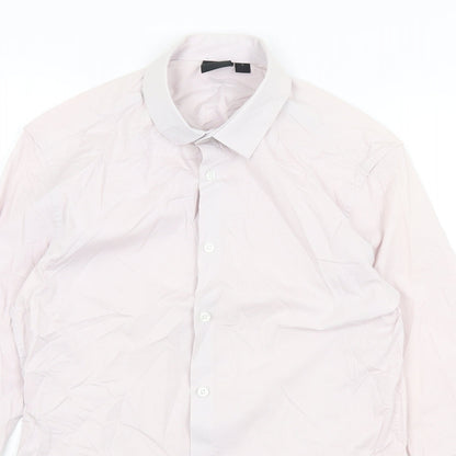 Close-up detail of ASOS men’s pink button-up, size S