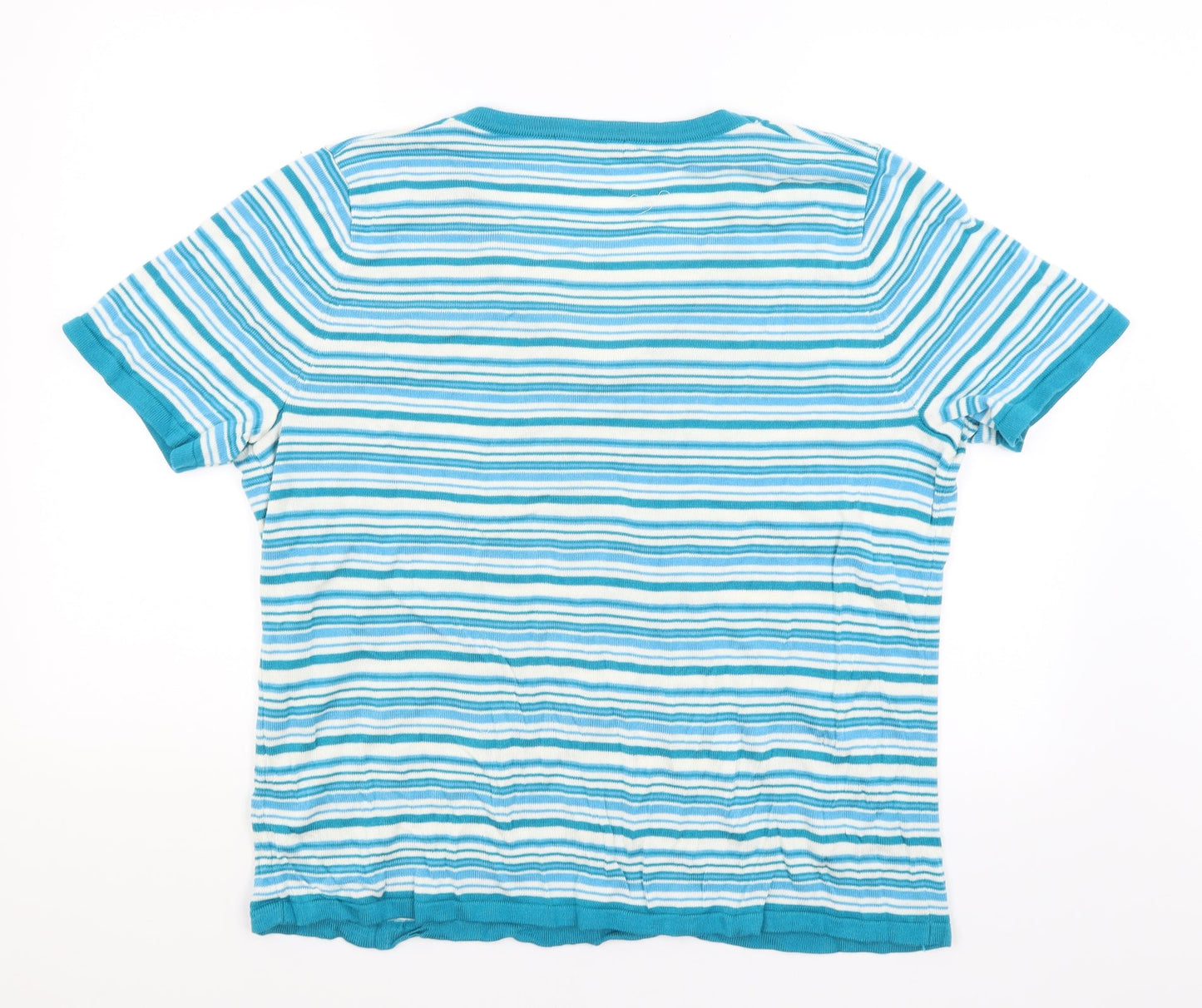 BM Womens Blue Striped  Basic T-Shirt Size L
