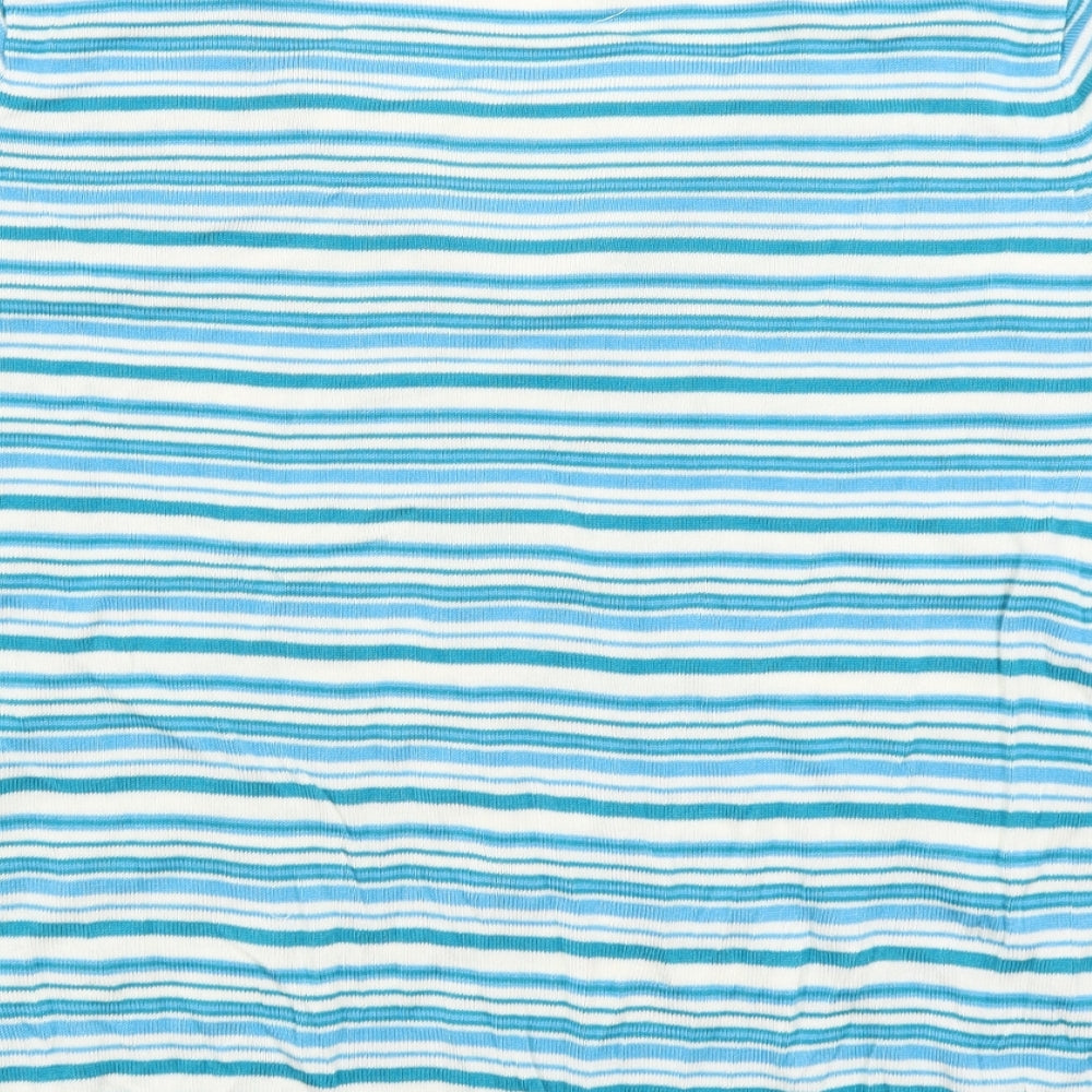 BM Womens Blue Striped  Basic T-Shirt Size L