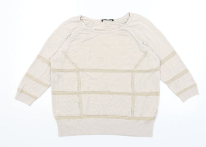 Additional front view of Autograph women’s beige basic t-shirt, size UK 12