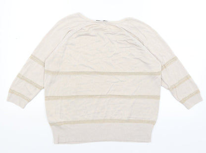 Back view of Autograph women’s beige basic t-shirt, size UK 12
