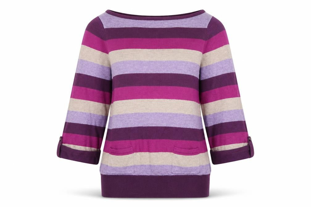 Marks & Spencer Womens Purple Striped  Pullover Jumper Size 8