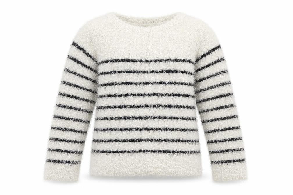 Marks & Spencer Girls White Striped  Pullover Jumper Size 11-12 Years