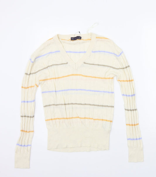 Marks and Spencer Womens Beige Striped  Pullover Jumper Size S