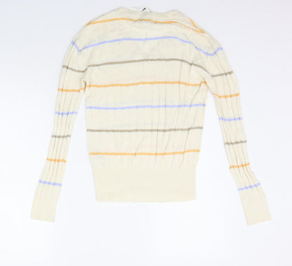 Marks & Spencer Womens Beige Striped  Pullover Jumper Size S
