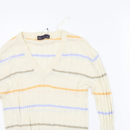 Marks & Spencer Womens Beige Striped  Pullover Jumper Size S