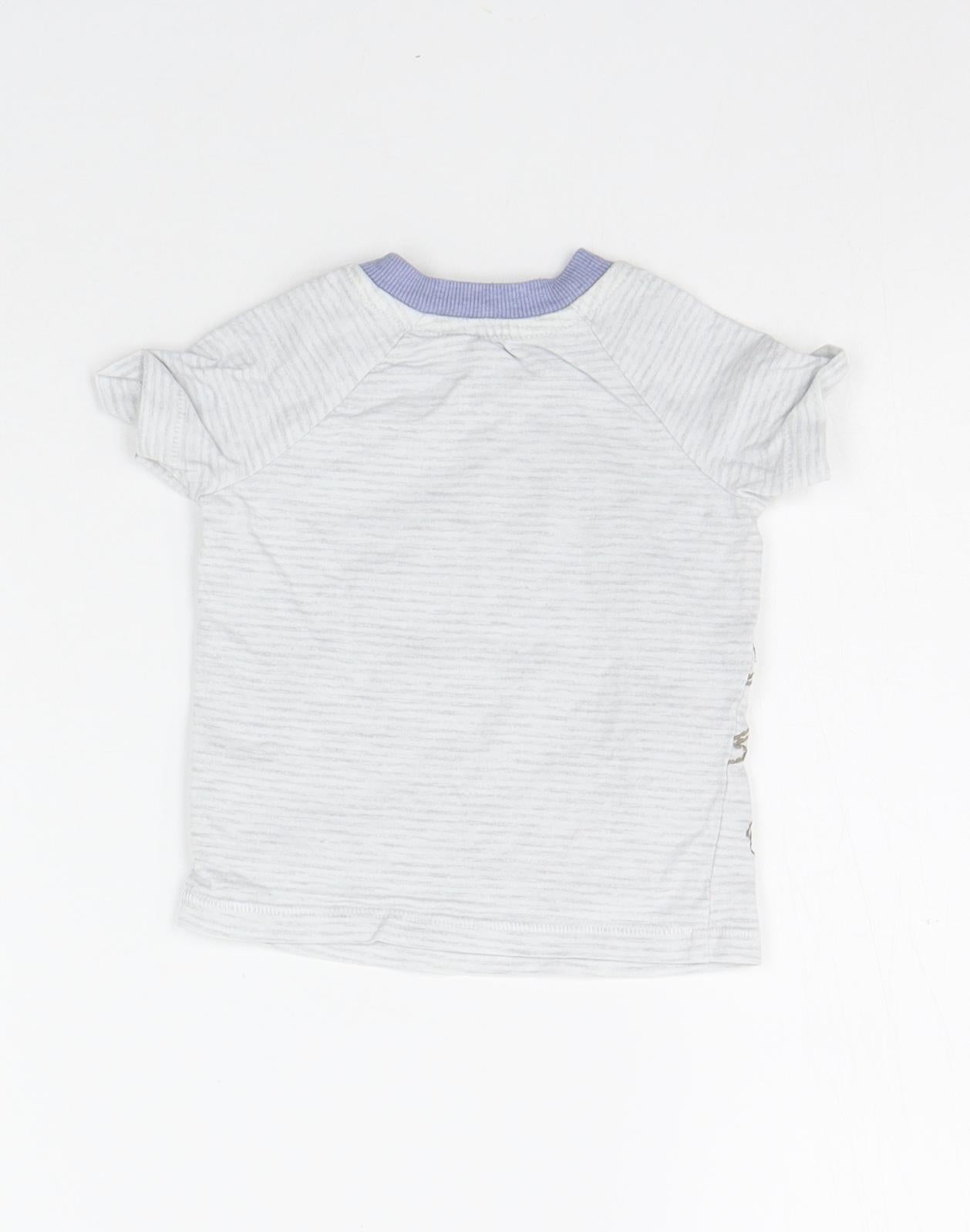 George Boys Grey Striped  Basic T-Shirt Size 6-9 Months