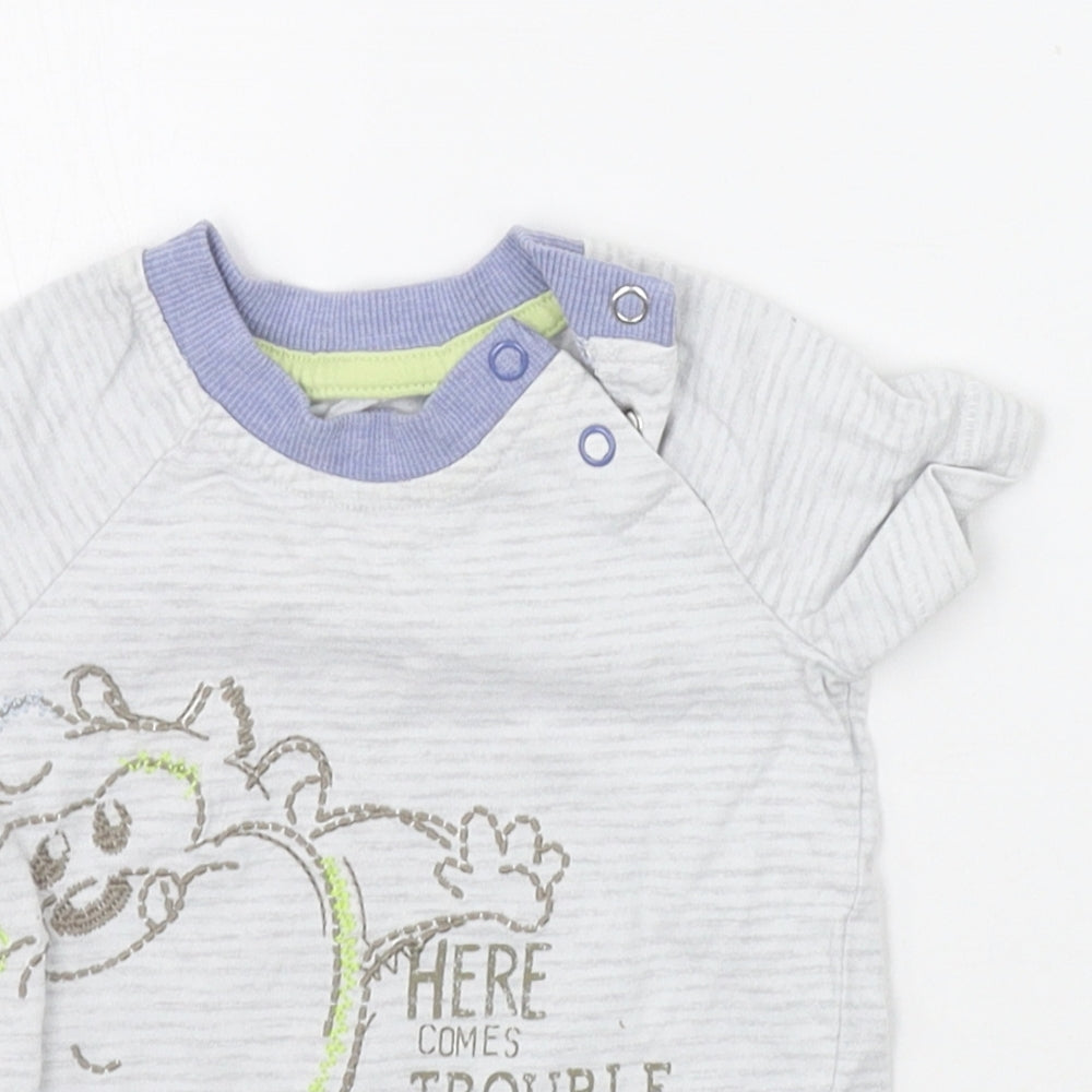 George Boys Grey Striped  Basic T-Shirt Size 6-9 Months