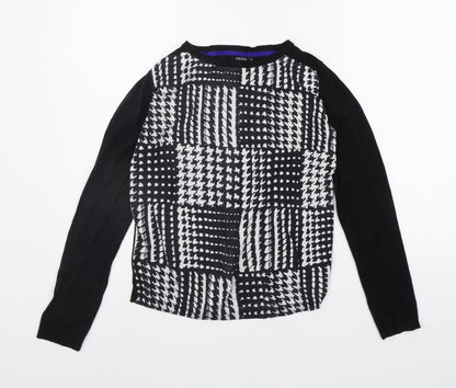 Additional front view of Papaya women’s black geometric jumper, size UK 8