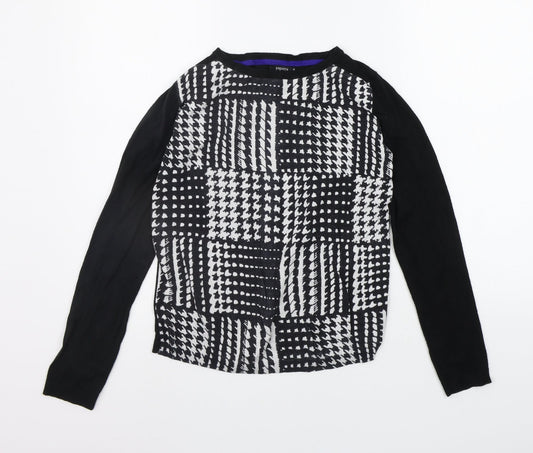 Papaya Womens Black Geometric  Pullover Jumper Size 8
