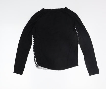 Back view of Papaya women’s black geometric jumper, size UK 8