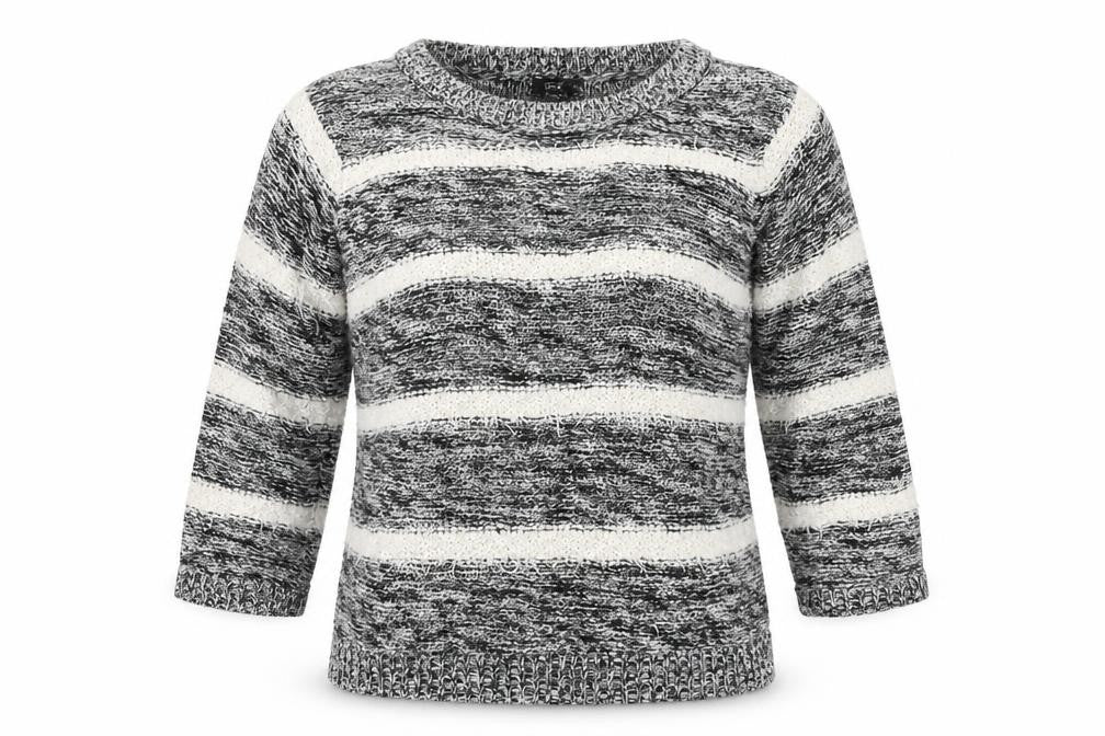 F&F Womens Grey Striped  Pullover Jumper Size 12