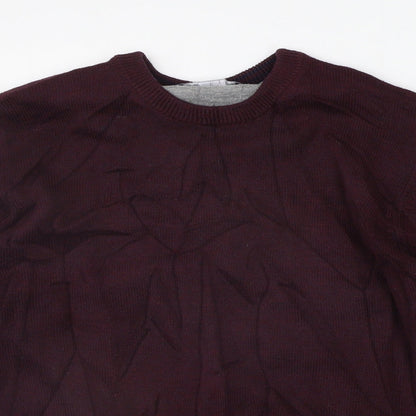 Close-up detail of Maine New England women’s purple jumper, size S