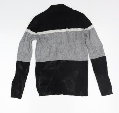 Back view of Papaya women’s grey geometric jumper, size UK 10