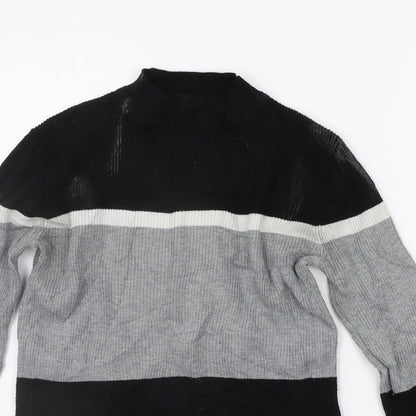 Close-up detail of Papaya women’s grey geometric jumper, size UK 10