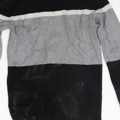 Brand and care label for Papaya women’s grey geometric jumper, size UK 10