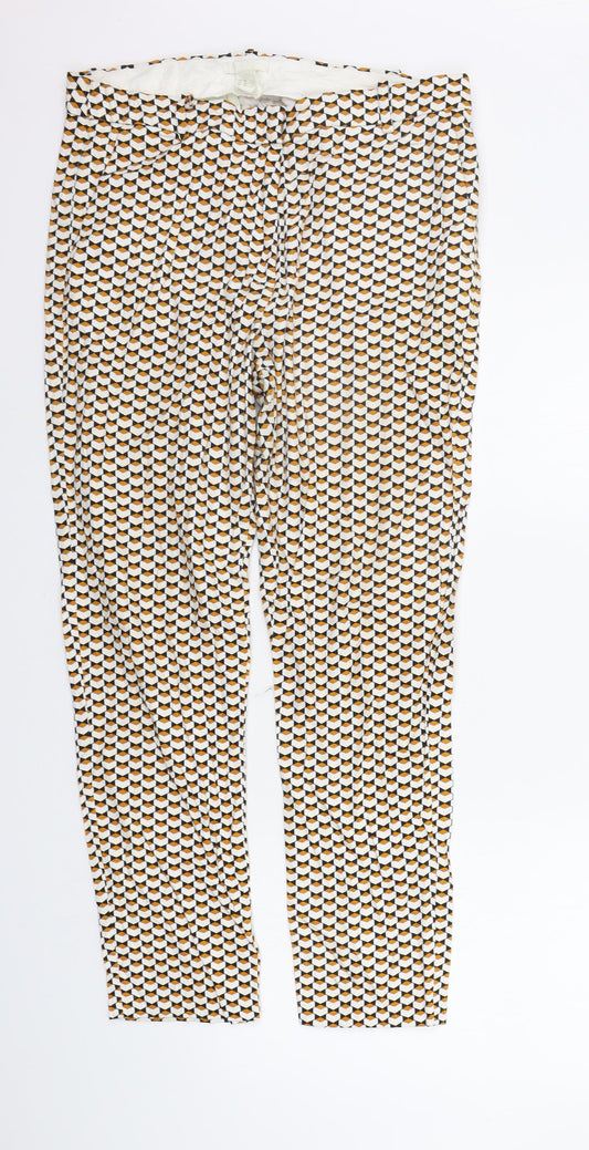 H&M Womens Orange Geometric  Trousers  Size 12 L27 in