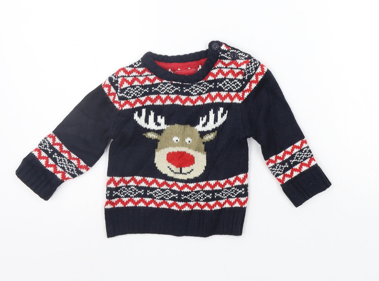 Earlydays Girls Blue Geometric  Pullover Jumper Size 3-6 Months  - Raindeer