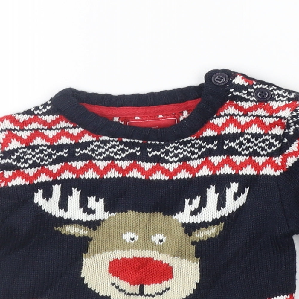 Earlydays Girls Blue Geometric  Pullover Jumper Size 3-6 Months  - Raindeer
