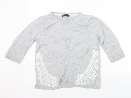 Marks and Spencer Womens Grey Houndstooth  Pullover Jumper Size 12