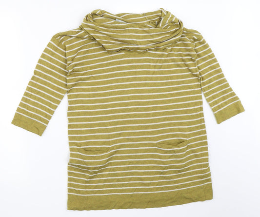 Wallis Womens Green Striped  Pullover Jumper Size S