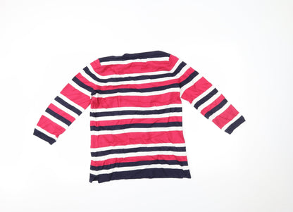 Back view of Papaya women’s multicoloured striped basic blouse, size UK 10
