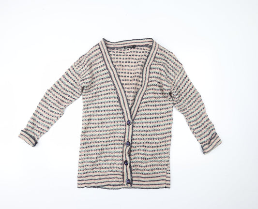 Internacionale Womens Multicoloured Striped  Cardigan Jumper Size L
