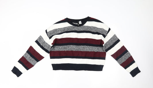 H&M Womens Multicoloured Striped  Pullover Jumper Size M